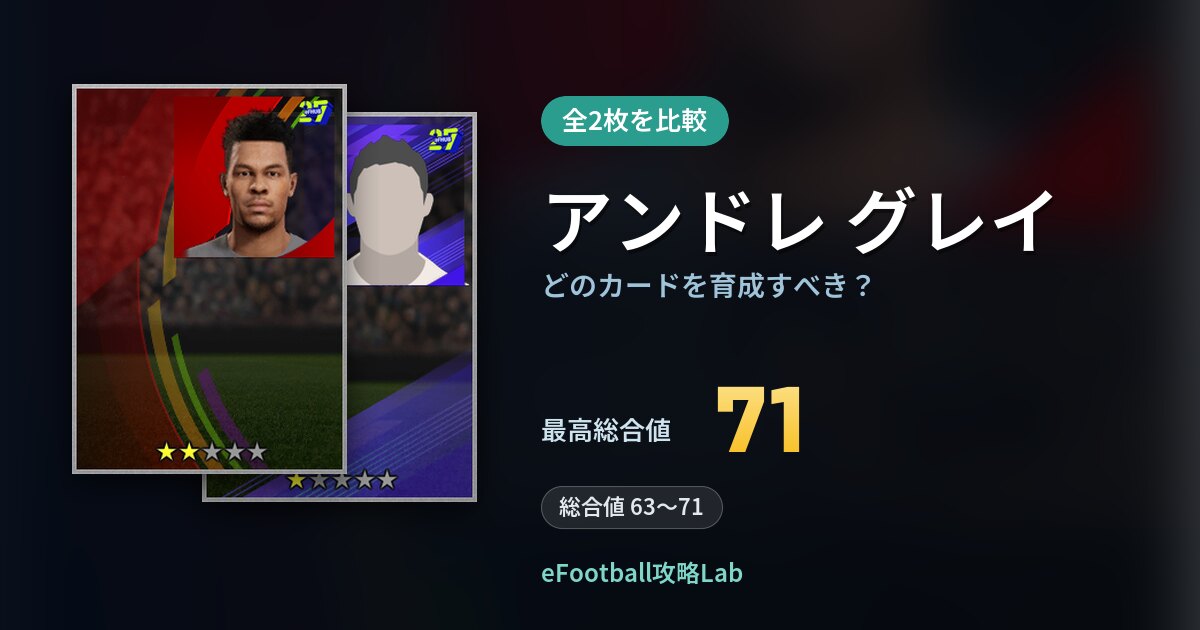 【イーフト】アンドレ グレイはどのカードを育成すべき？全2枚を比較
