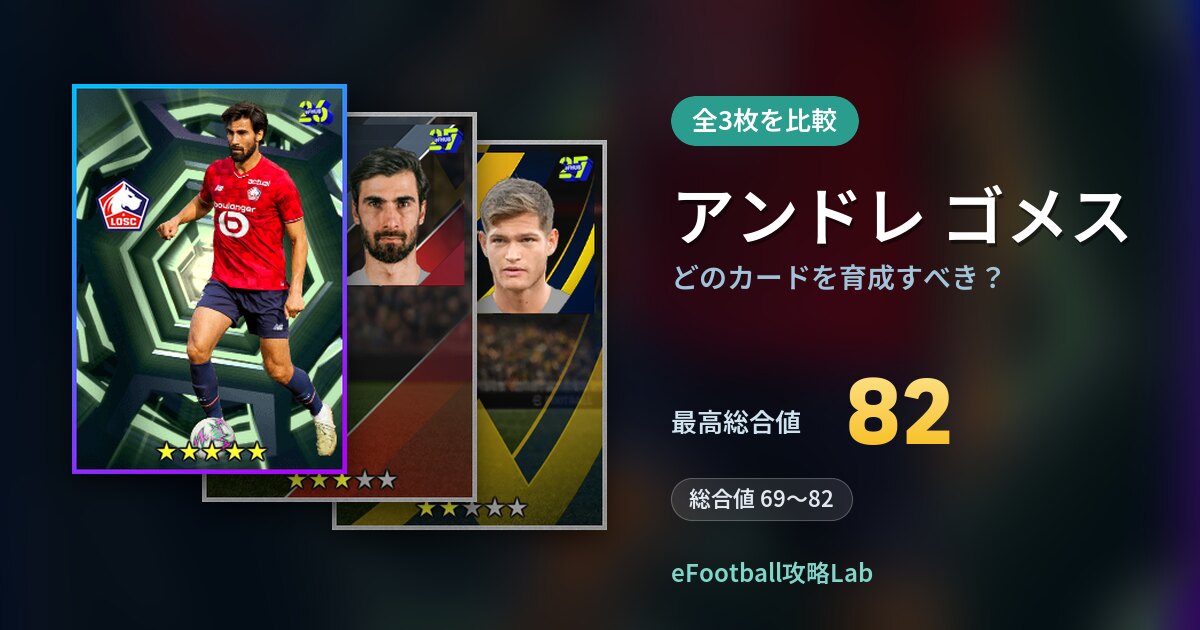 【イーフト】アンドレ ゴメスはどのカードを育成すべき？全3枚を比較