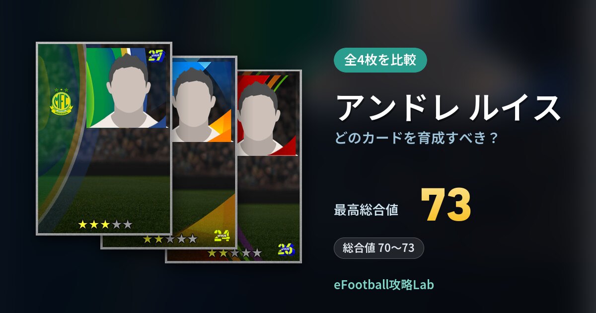 【イーフト】アンドレ ルイスはどのカードを育成すべき？全4枚を比較