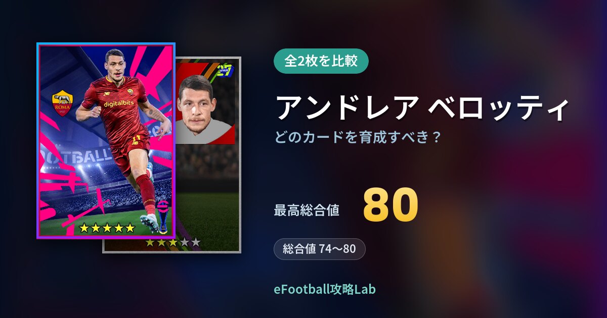 【イーフト】アンドレア ベロッティはどのカードを育成すべき？全2枚を比較