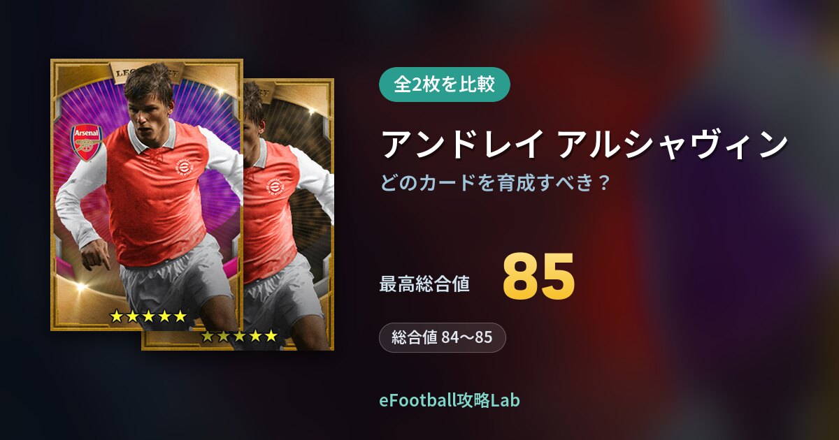 【イーフト】アンドレイ アルシャヴィンの育成カード比較（全2枚）