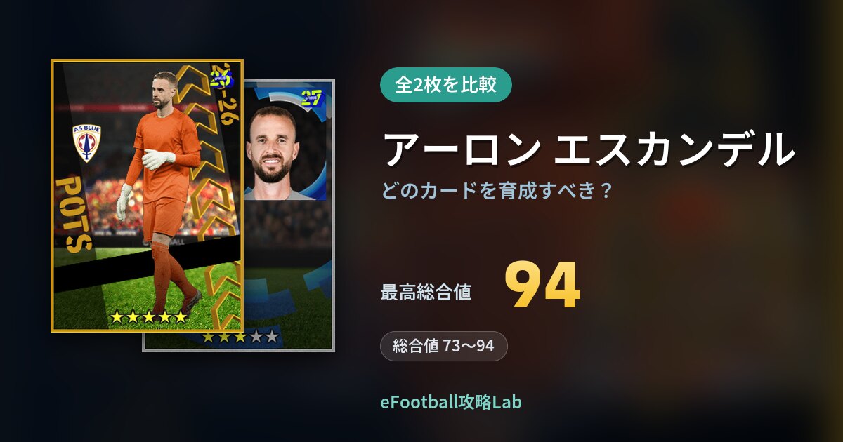 【イーフト】アーロン エスカンデルはどのカードを育成すべき?全2枚を比較