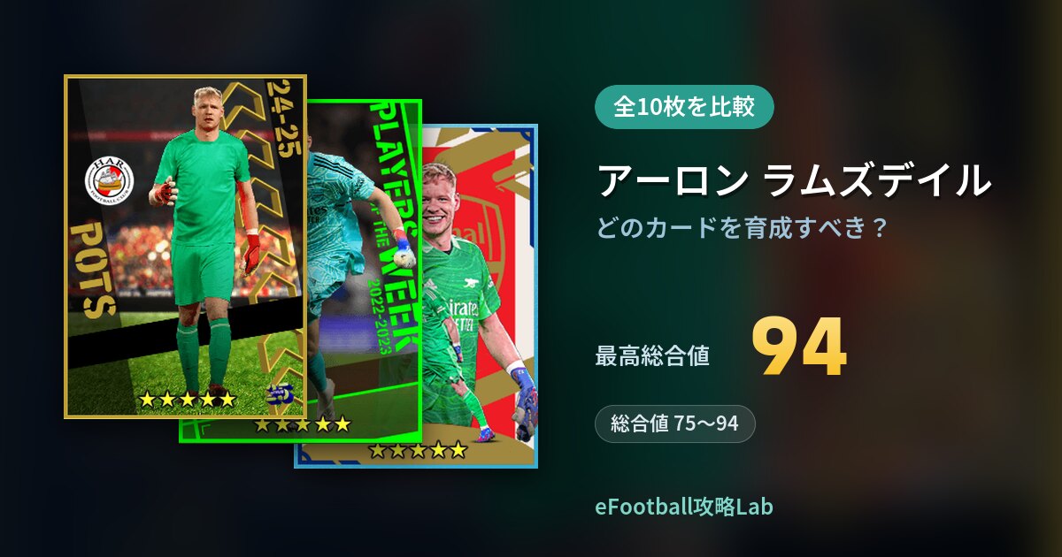 【イーフト】アーロン ラムズデイルはどのカードを育成すべき？全10枚を比較