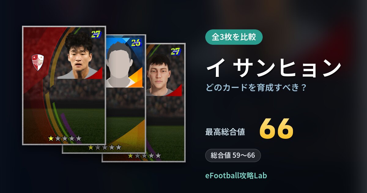 【イーフト】イ サンヒョンはどのカードを育成すべき？全3枚を比較