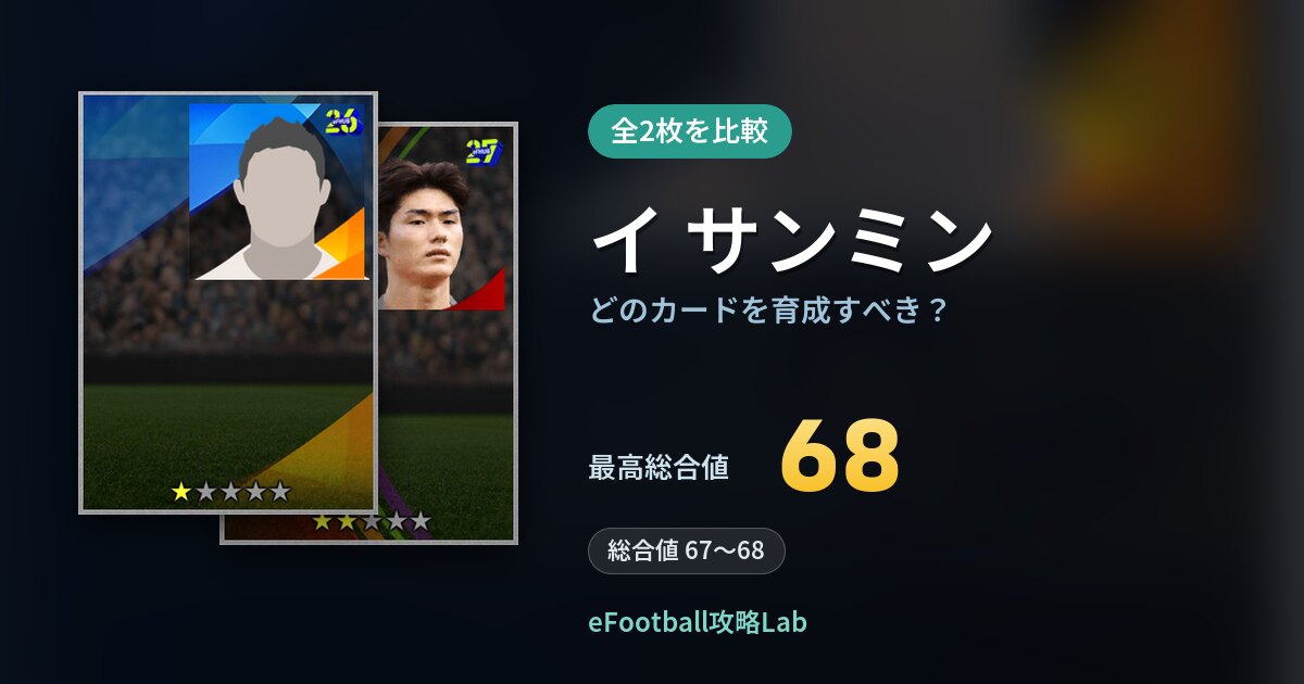 【イーフト】イ サンミンはどのカードを育成すべき？全2枚を比較