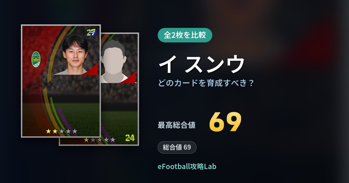 【イーフト】イ スンウはどのカードを育成すべき？全2枚を比較