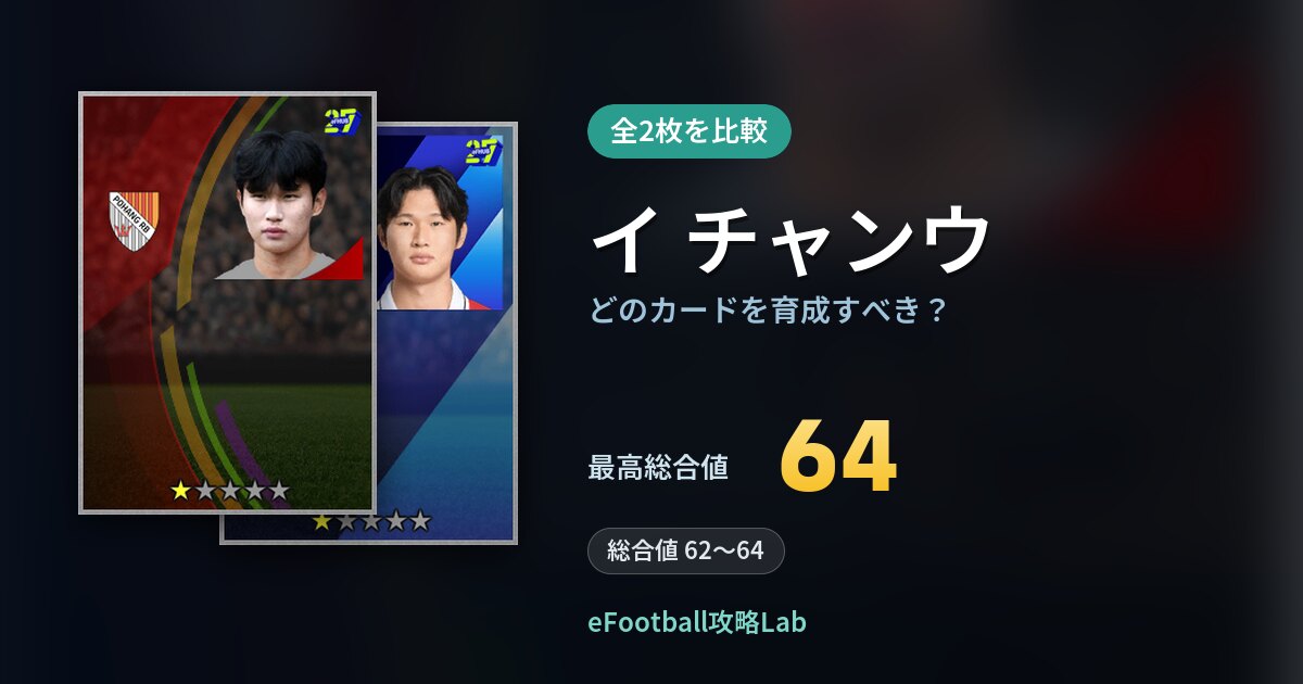 【イーフト】イ チャンウはどのカードを育成すべき？全2枚を比較