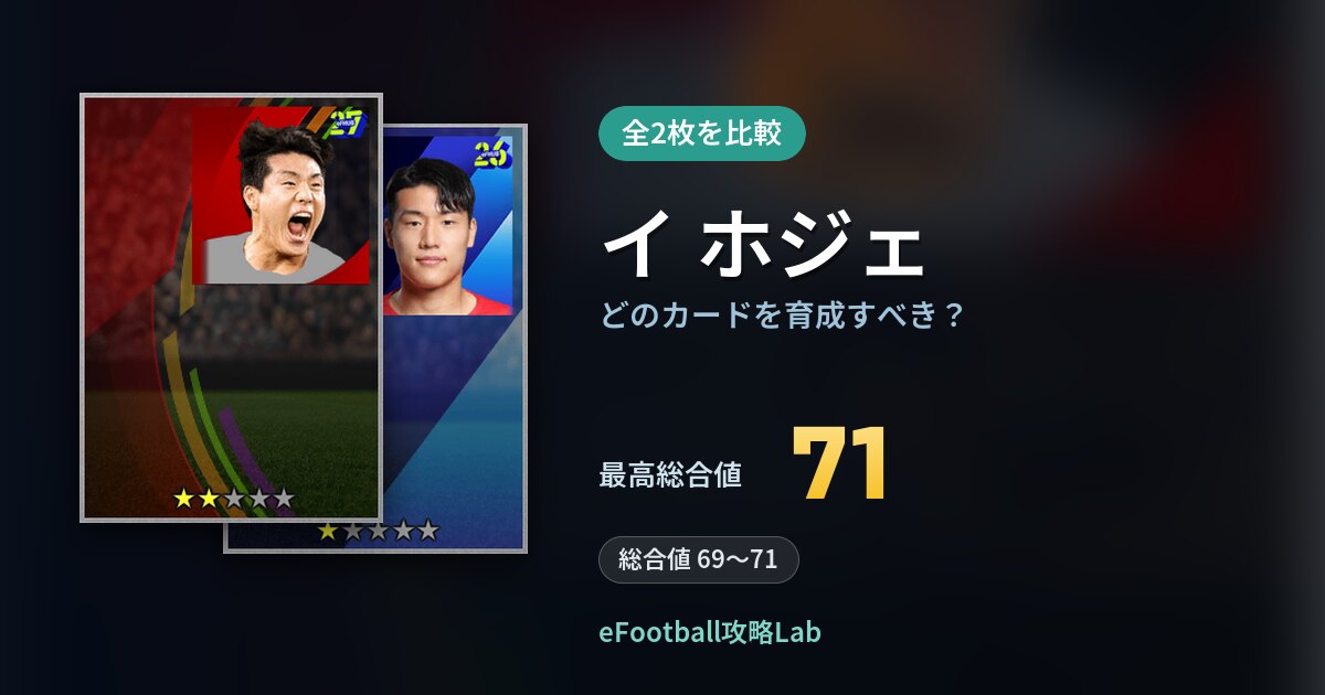 【イーフト】イ ホジェはどのカードを育成すべき？全2枚を比較