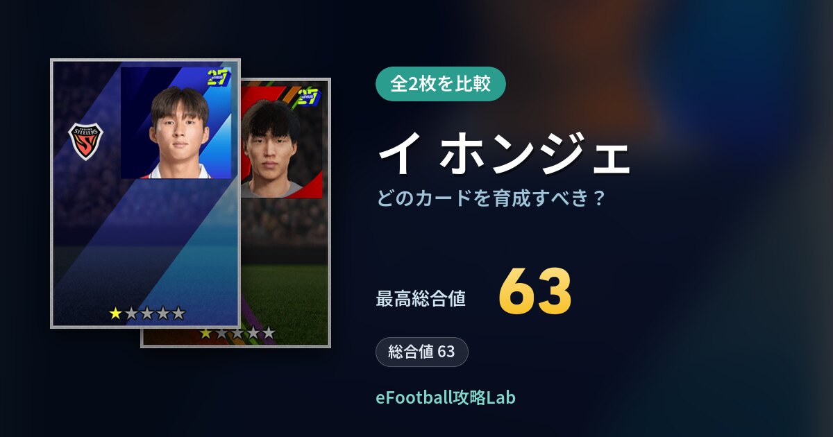 【イーフト】イ ホンジェはどのカードを育成すべき？全2枚を比較