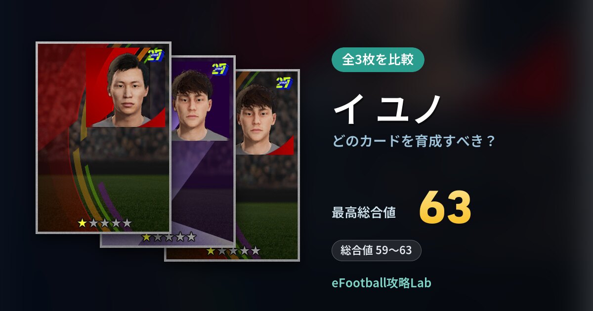 【イーフト】イ ユノはどのカードを育成すべき？全3枚を比較