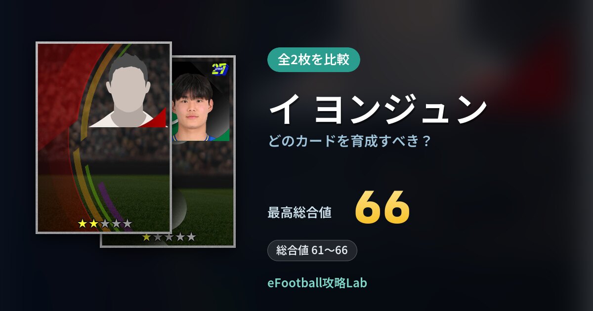 【イーフト】イ ヨンジュンはどのカードを育成すべき？全2枚を比較