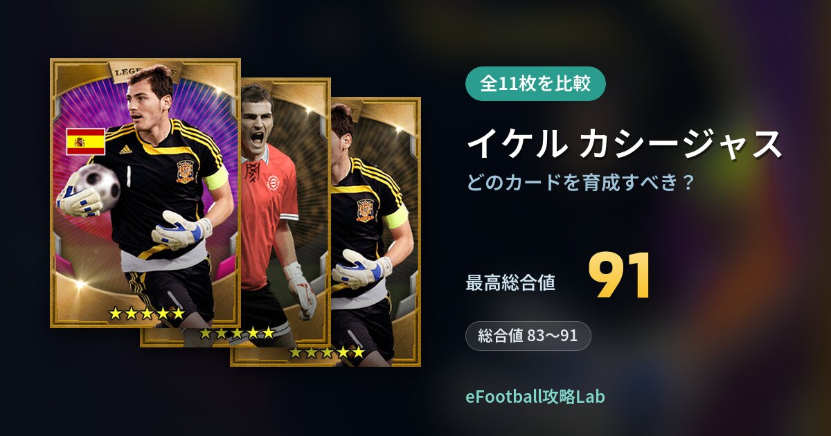 【イーフト】イケル カシージャスはどのカードを育成すべき？全11枚を比較