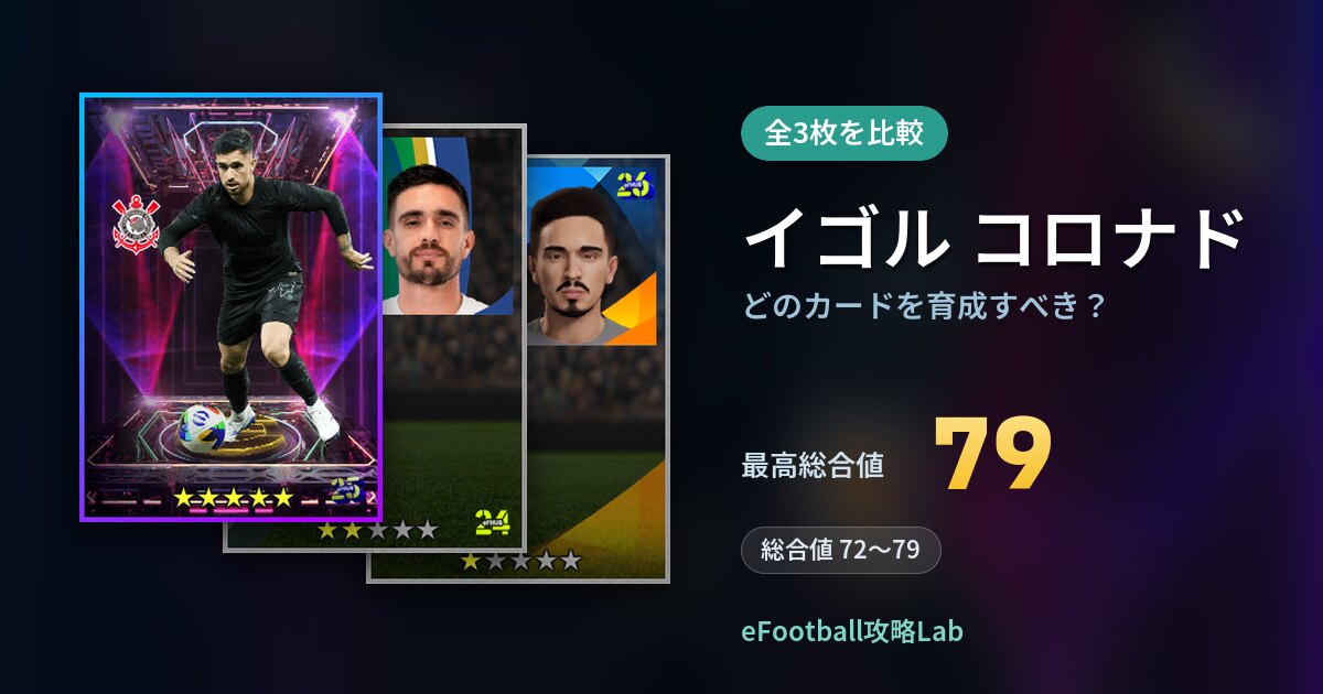 【イーフト】イゴル コロナドはどのカードを育成すべき？全3枚を比較