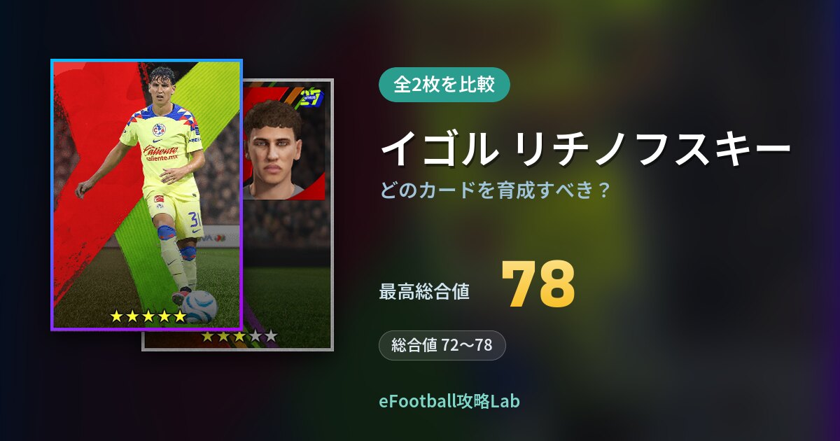 【イーフト】イゴル リチノフスキーはどのカードを育成すべき？全2枚を比較