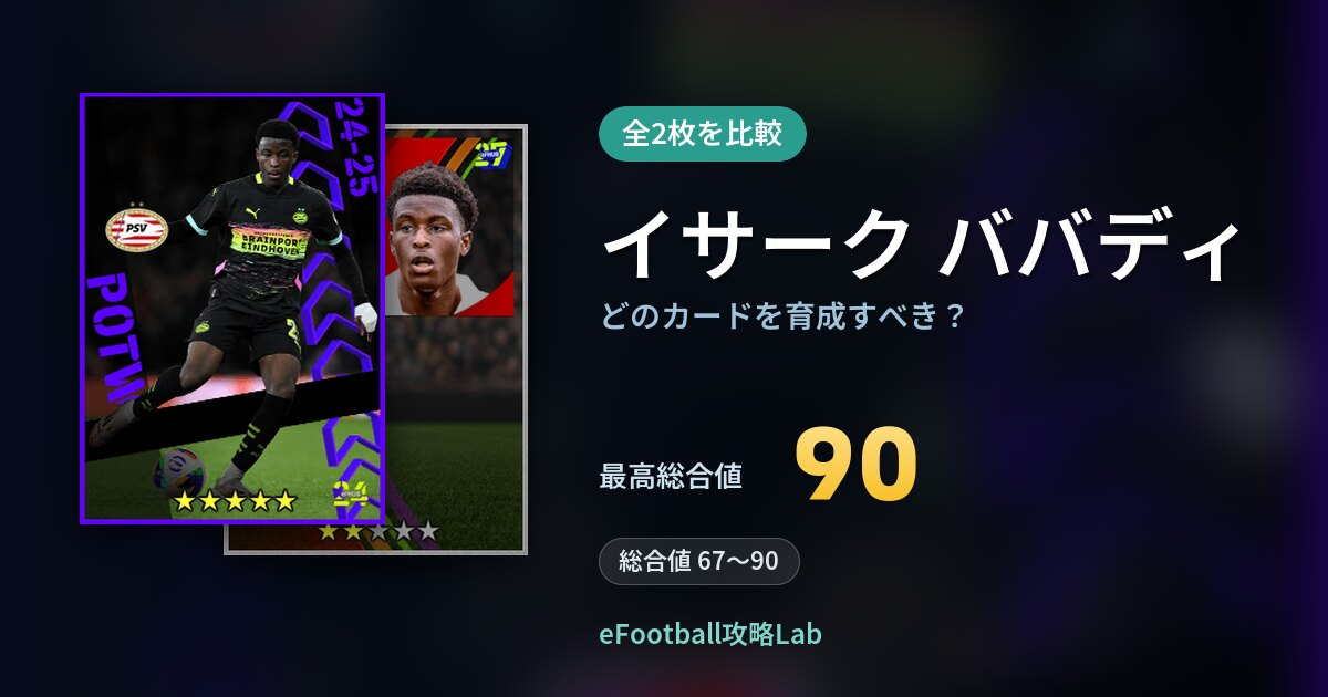 【イーフト】イサーク ババディはどのカードを育成すべき？全2枚を比較