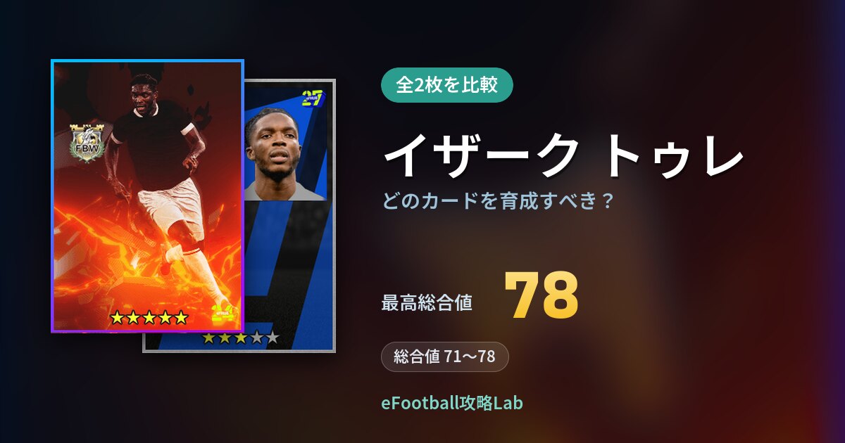 【イーフト】イザーク トゥレはどのカードを育成すべき？全2枚を比較