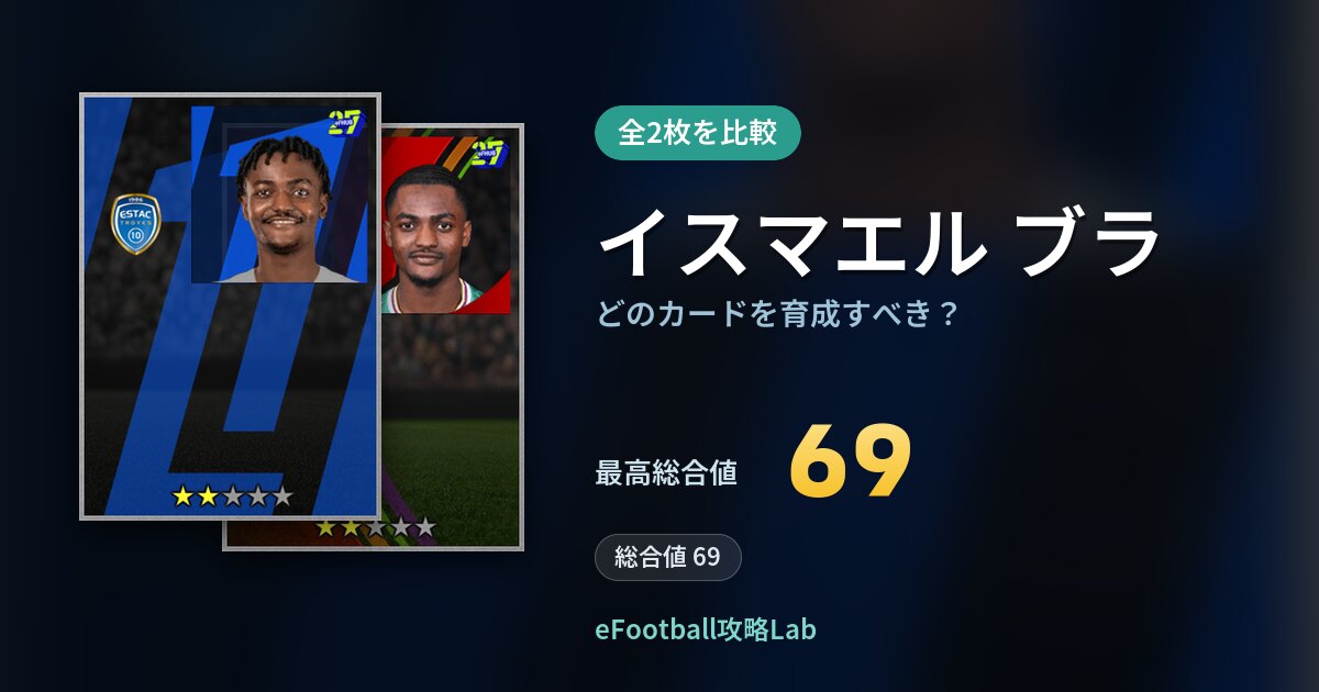 【イーフト】イスマエル ブラはどのカードを育成すべき？全2枚を比較