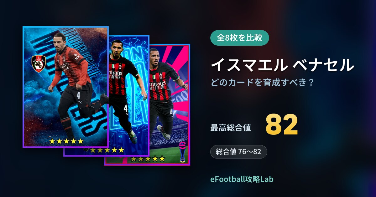 【イーフト】イスマエル ベナセルはどのカードを育成すべき？全8枚を比較