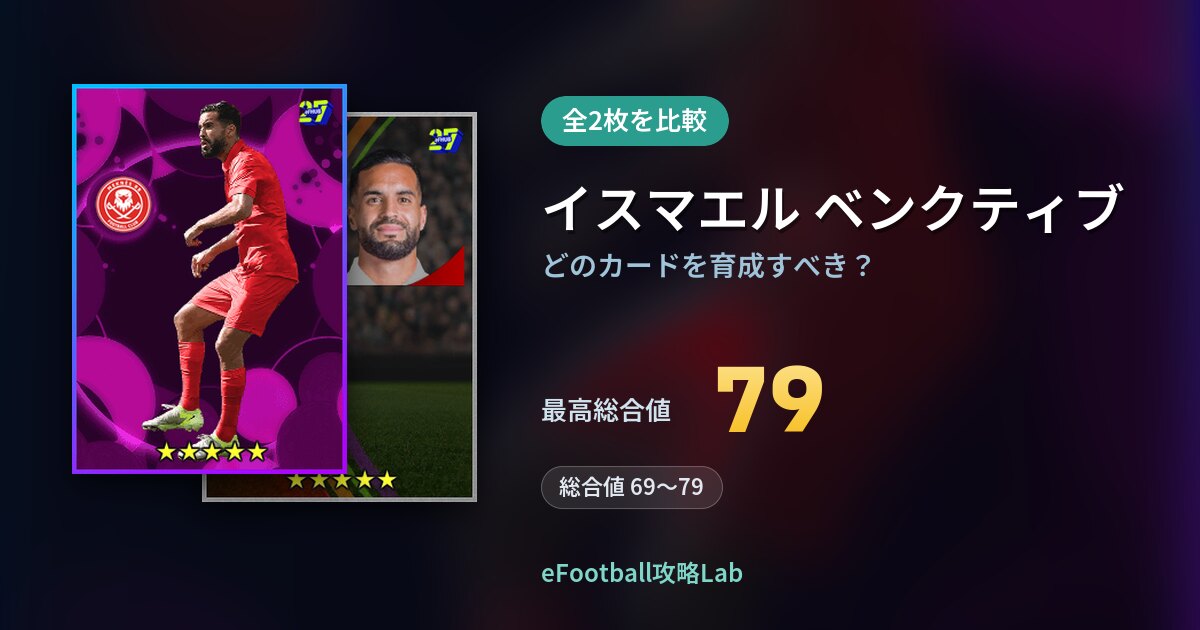 【イーフト】イスマエル ベンクティブはどのカードを育成すべき？全2枚を比較