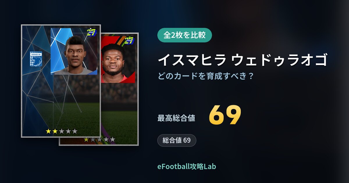 【イーフト】イスマヒラ ウェドゥラオゴの育成カード比較（全2枚）