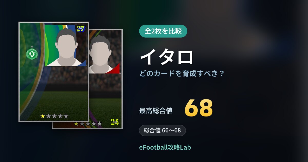 【イーフト】イタロはどのカードを育成すべき？全2枚を比較