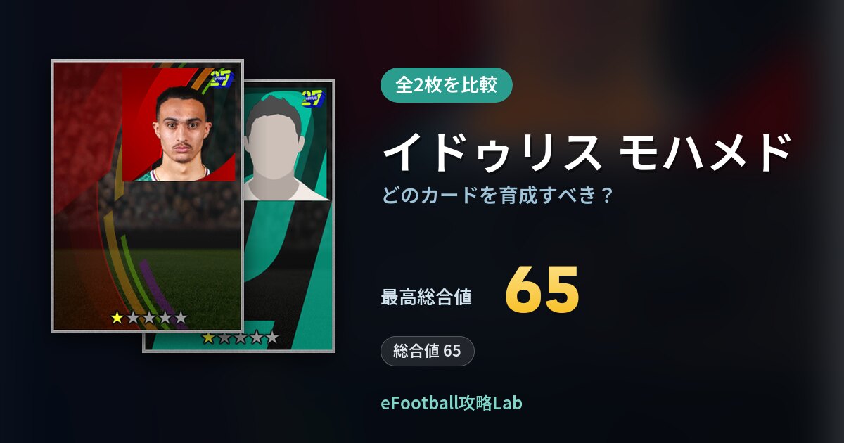【イーフト】イドゥリス モハメドはどのカードを育成すべき？全2枚を比較