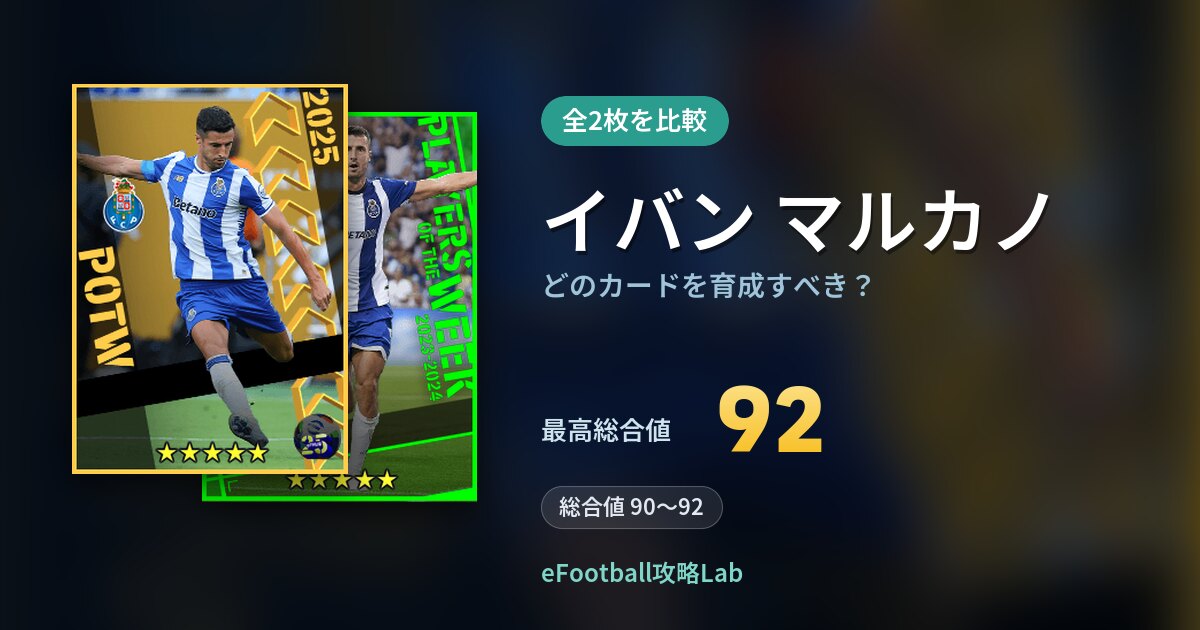 【イーフト】イバン マルカノの全カード比較（全2枚）
