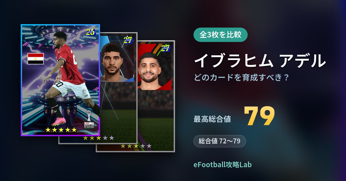 【イーフト】イブラヒム アデルはどのカードを育成すべき？全3枚を比較