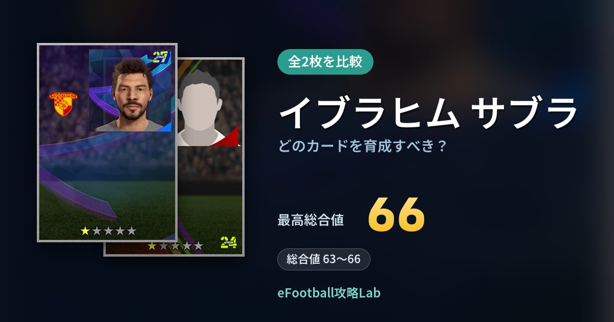 【イーフト】イブラヒム サブラはどのカードを育成すべき？全2枚を比較