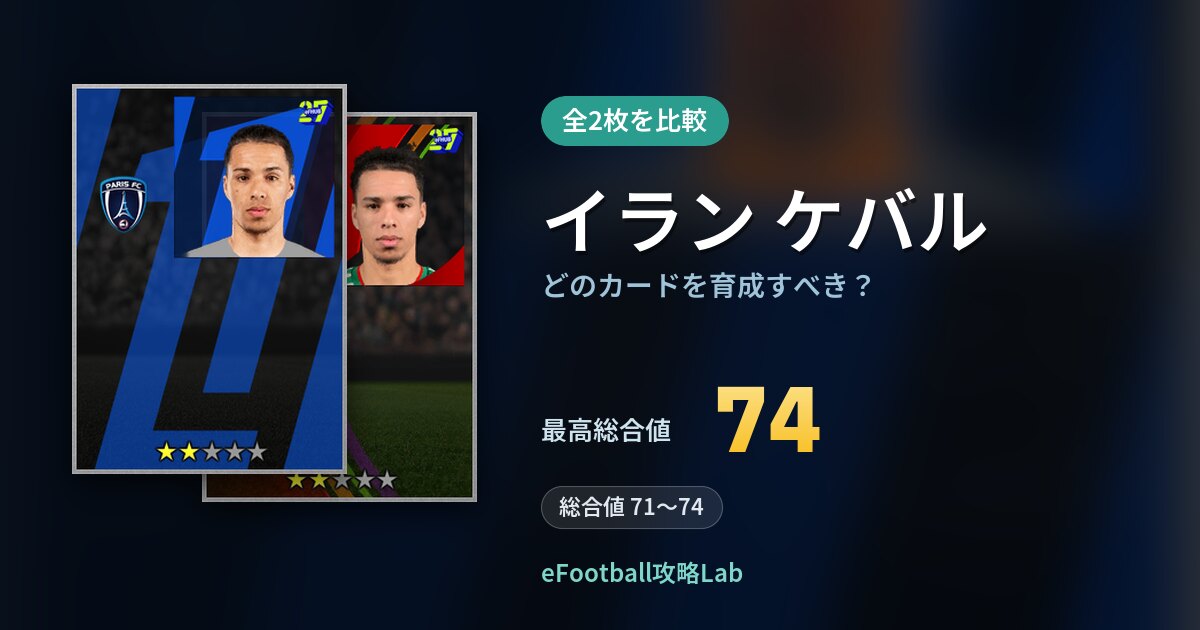 【イーフト】イラン ケバルはどのカードを育成すべき？全2枚を比較