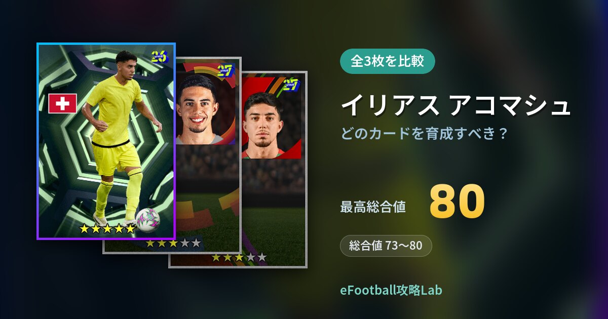 【イーフト】イリアス アコマシュはどのカードを育成すべき？全3枚を比較