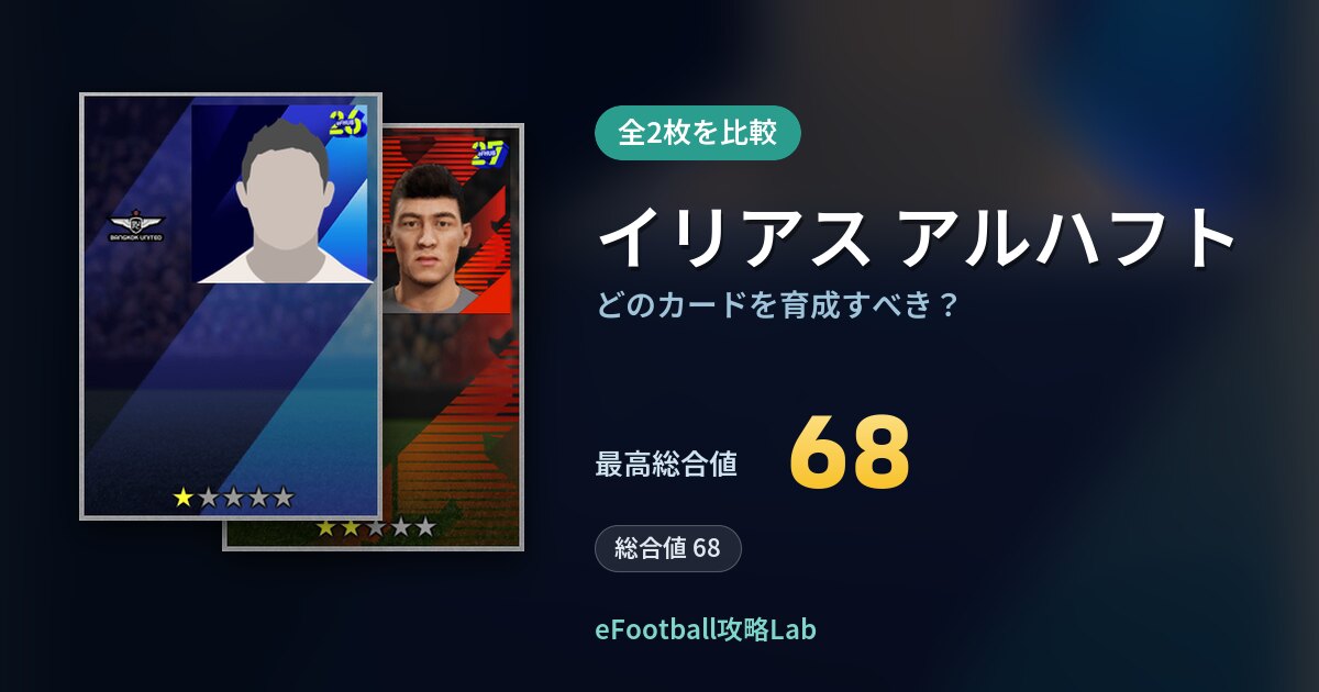 【イーフト】イリアス アルハフトはどのカードを育成すべき？全2枚を比較
