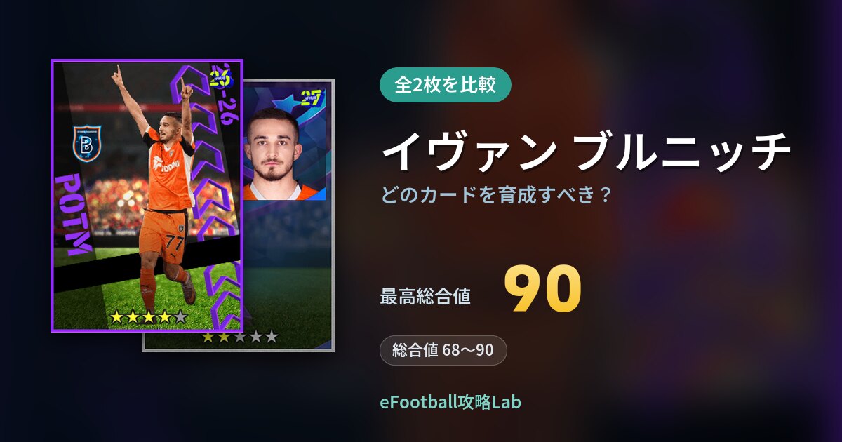 【イーフト】イヴァン ブルニッチはどのカードを育成すべき？全2枚を比較
