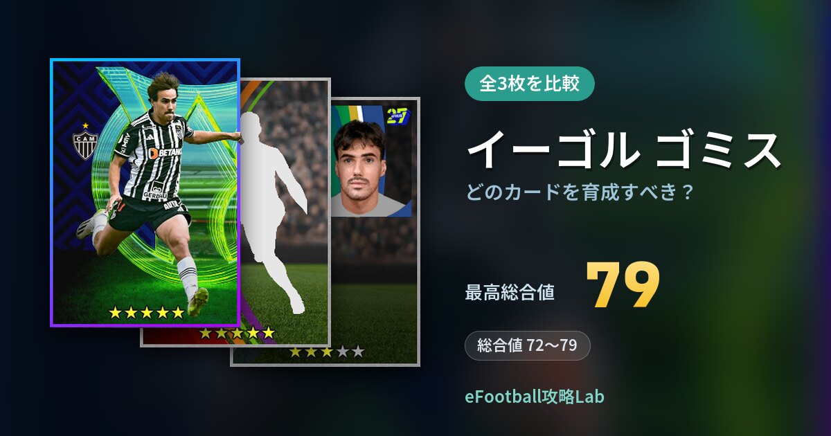 【イーフト】イーゴル ゴミスはどのカードを育成すべき？全3枚を比較