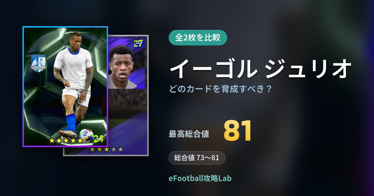 【イーフト】イーゴル ジュリオはどのカードを育成すべき？全2枚を比較