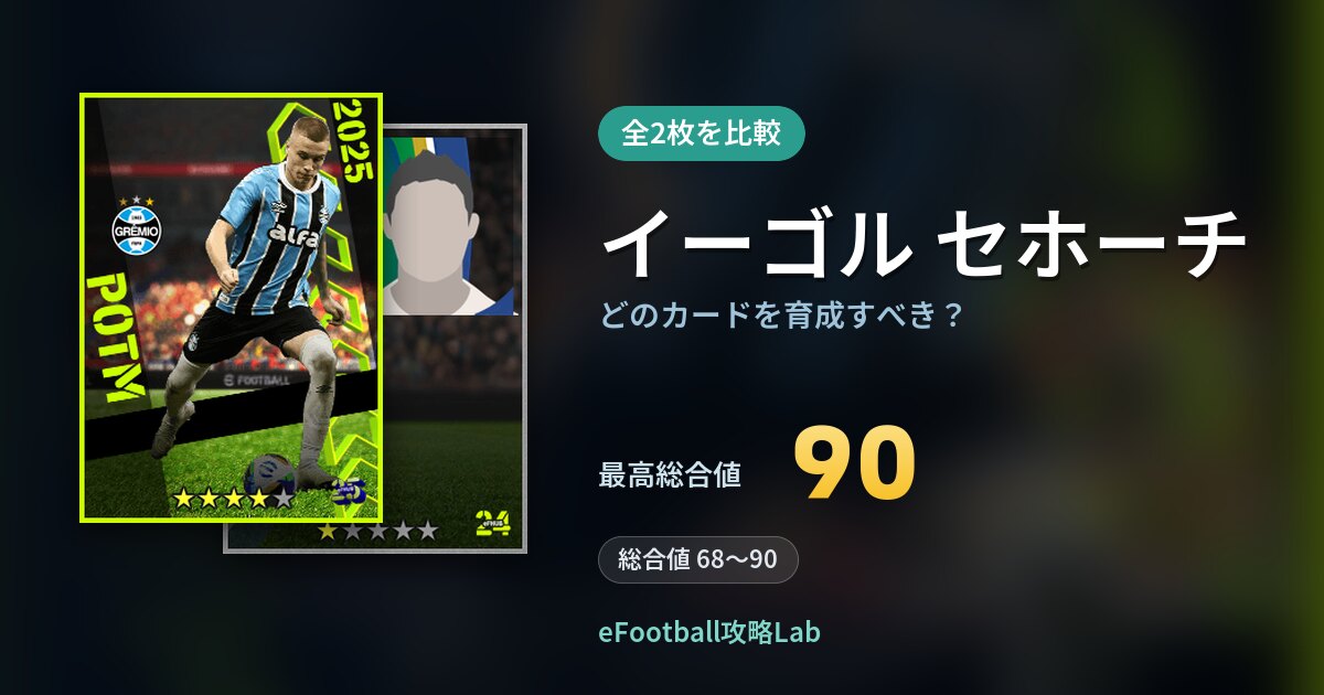 【イーフト】イーゴル セホーチはどのカードを育成すべき？全2枚を比較