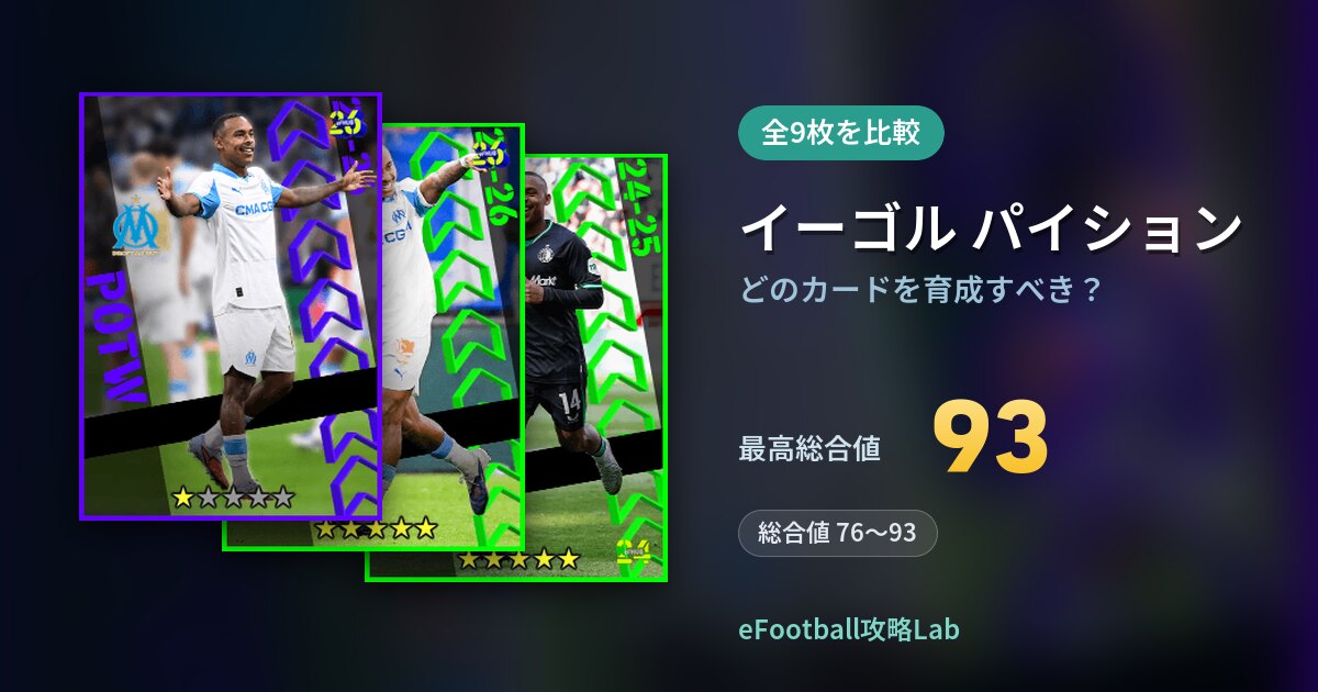 【イーフト】イーゴル パイションはどのカードを育成すべき？全9枚を比較