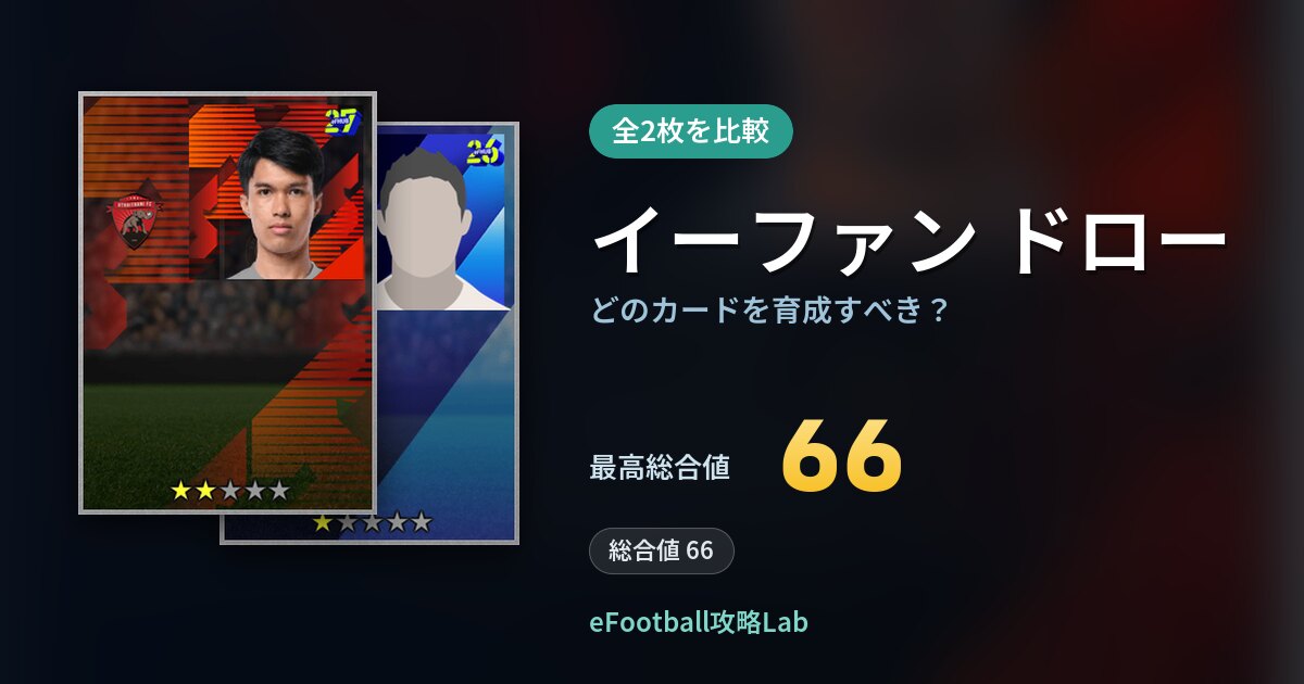 【イーフト】イーファン ドローはどのカードを育成すべき？全2枚を比較