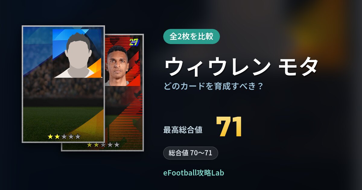 【イーフト】ウィウレン モタはどのカードを育成すべき？全2枚を比較