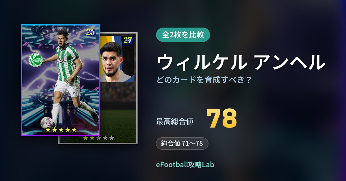【イーフト】ウィルケル アンヘルはどのカードを育成すべき？全2枚を比較