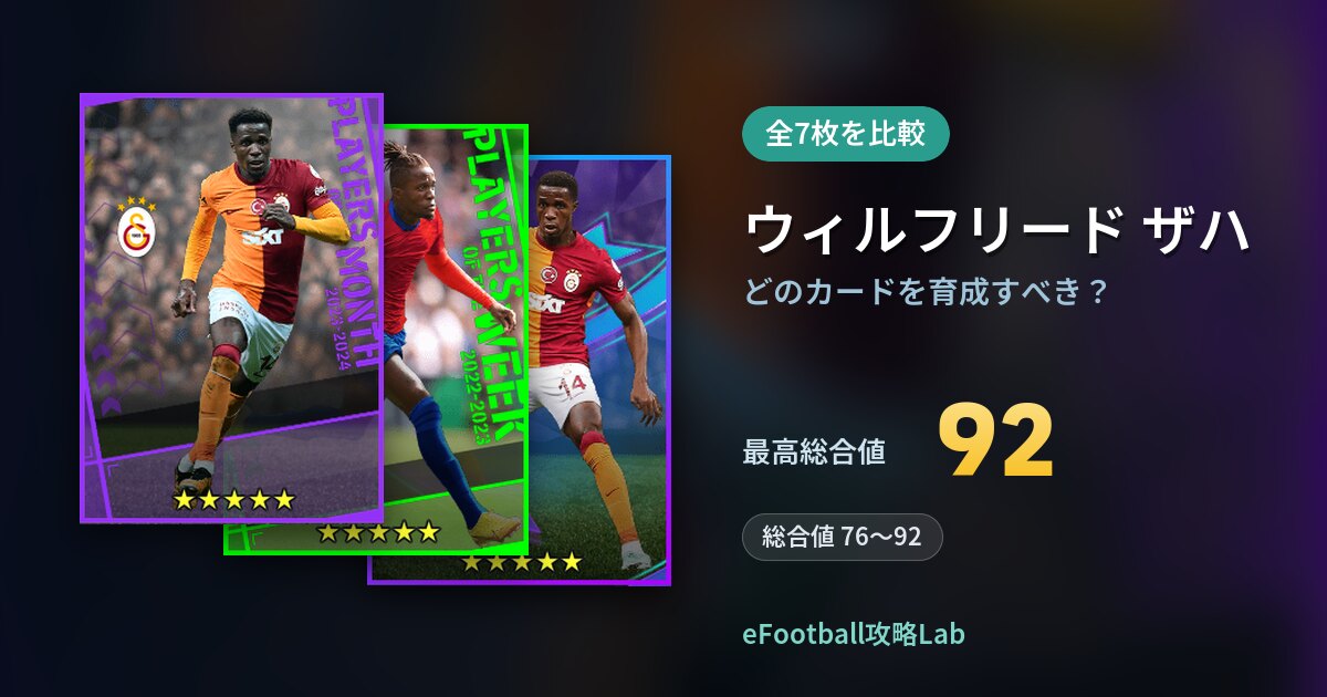 【イーフト】ウィルフリード ザハはどのカードを育成すべき？全7枚を比較