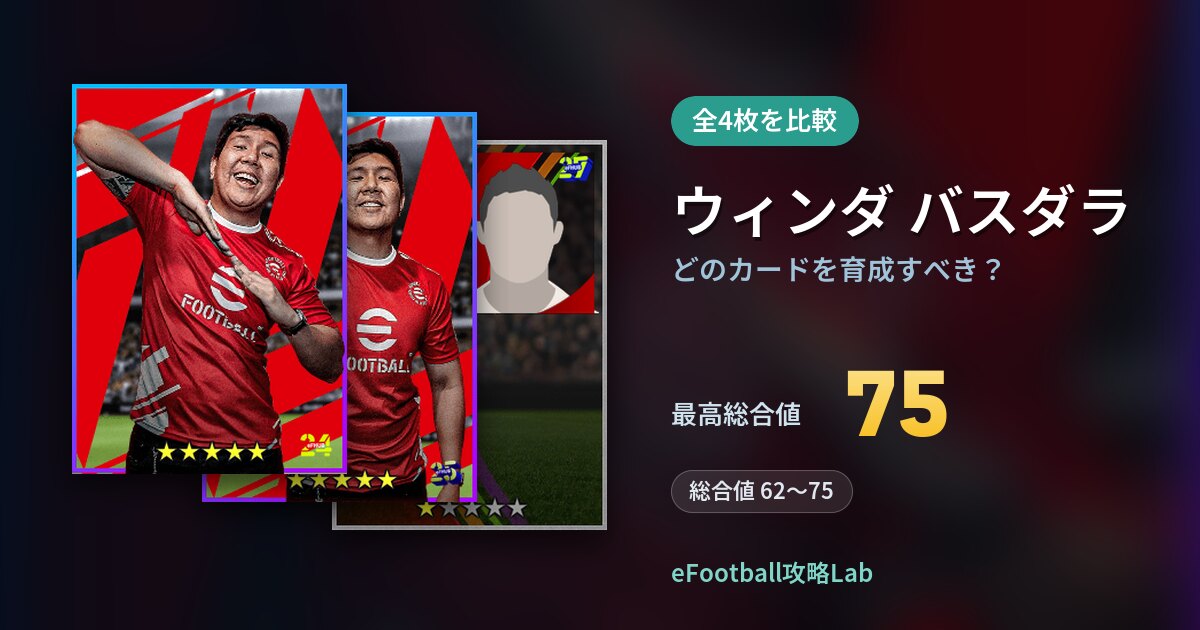 【イーフト】ウィンダ バスダラの全カード比較（全4枚）