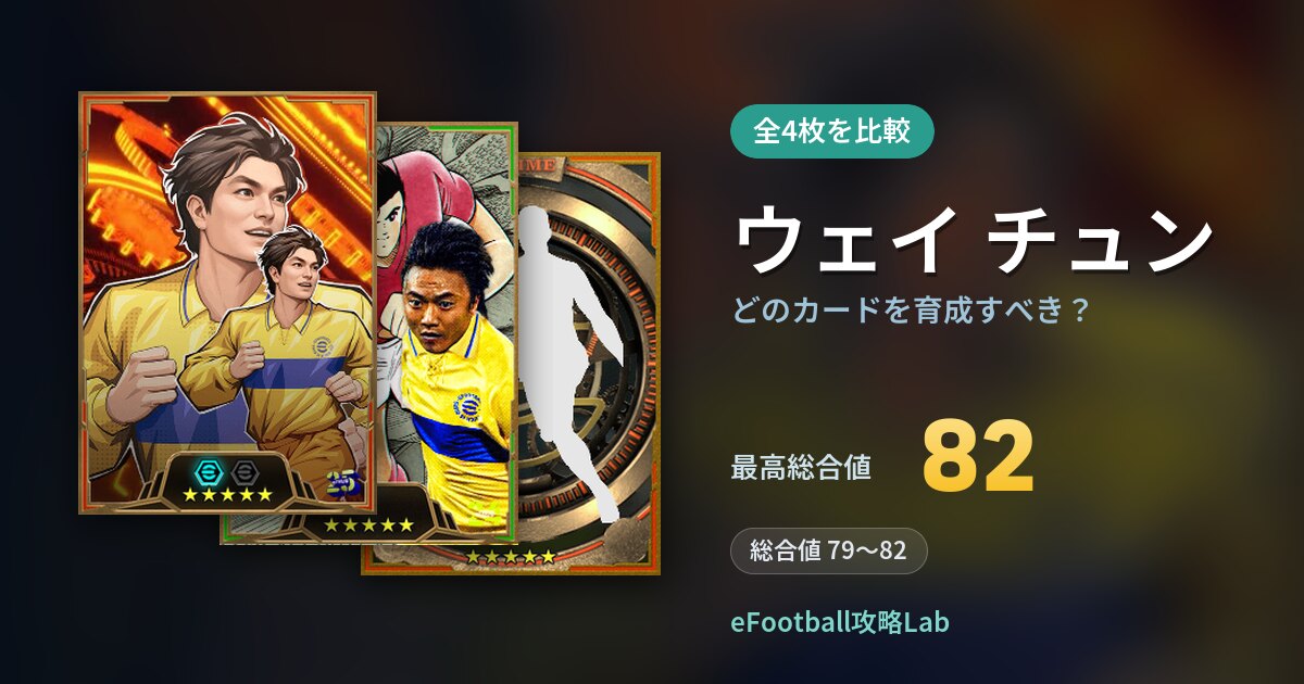 【イーフト】ウェイ チュンの全カード比較（全4枚）