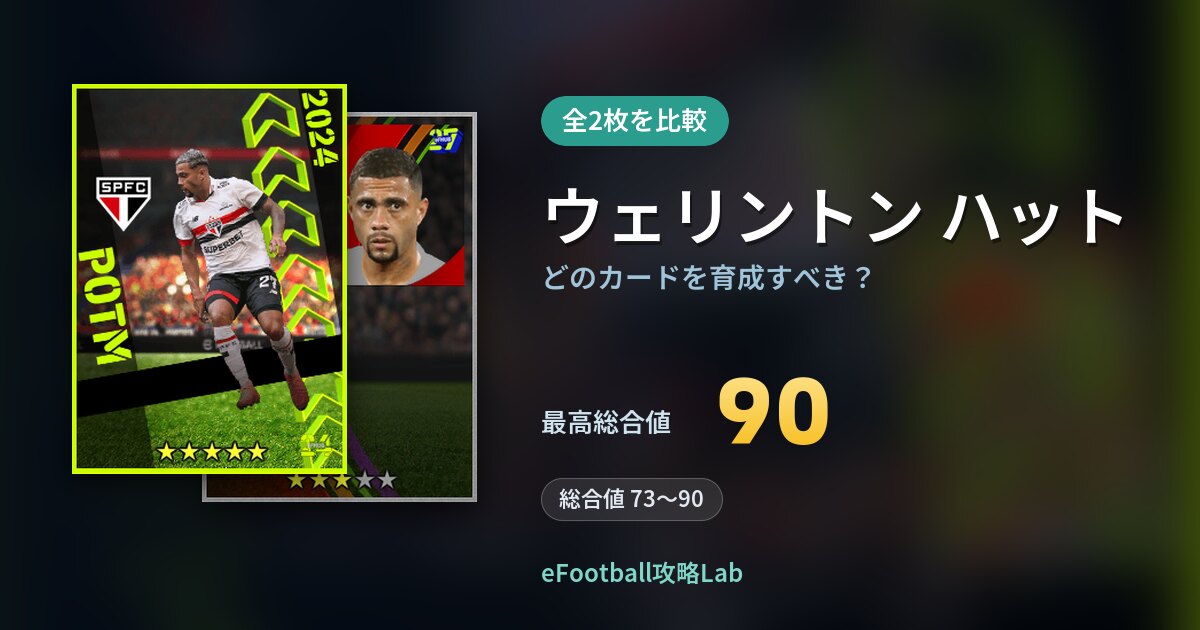 【イーフト】ウェリントン ハットはどのカードを育成すべき？全2枚を比較