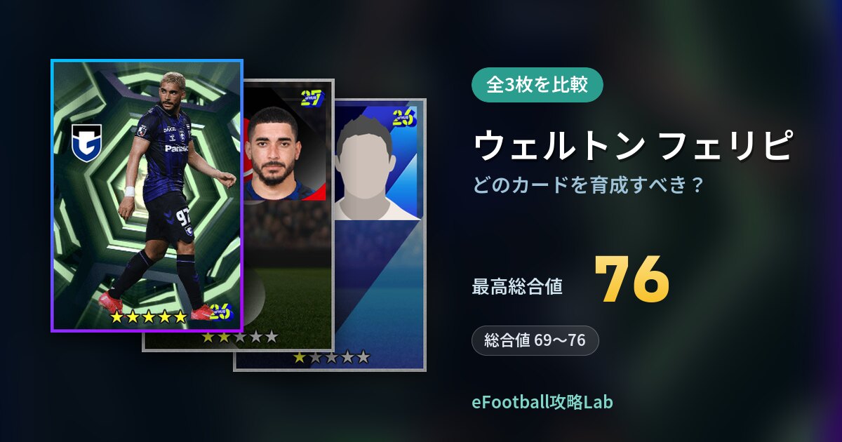 【イーフト】ウェルトン フェリピはどのカードを育成すべき？全3枚を比較