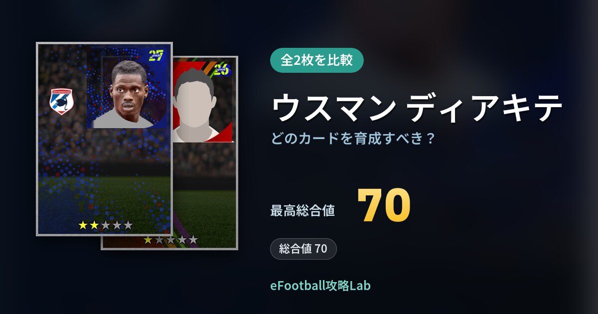 【イーフト】ウスマン ディアキテはどのカードを育成すべき?全2枚を比較