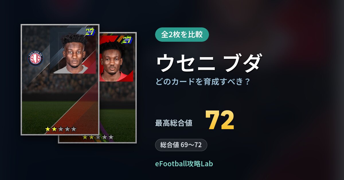 【イーフト】ウセニ ブダはどのカードを育成すべき？全2枚を比較