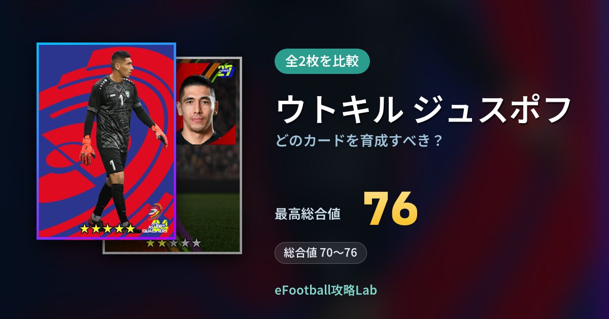 【イーフト】ウトキル ジュスポフはどのカードを育成すべき？全2枚を比較