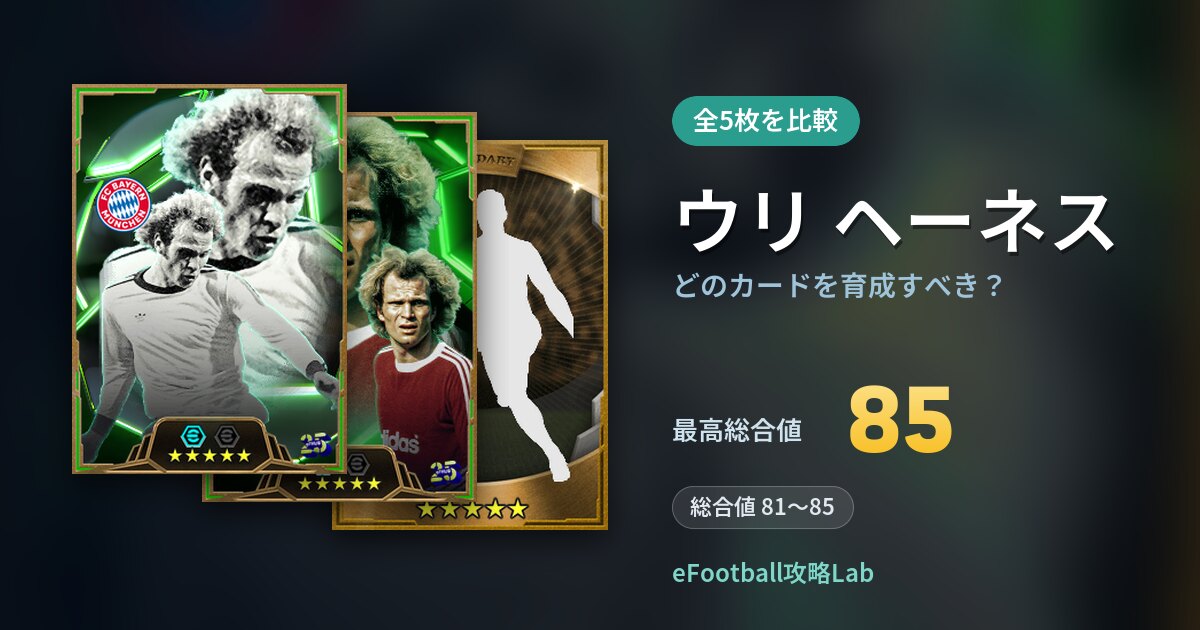 【イーフト】ウリ ヘーネスはどのカードを育成すべき？全5枚を比較