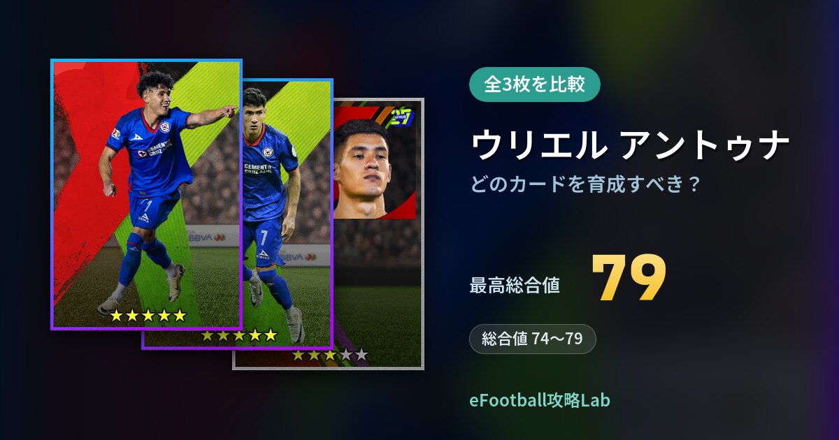【イーフト】ウリエル アントゥナはどのカードを育成すべき?全3枚を比較